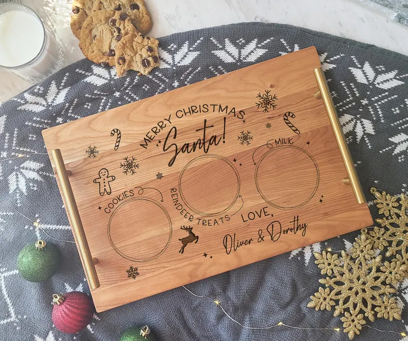 Merry Christmas Santa Cookie Tray, Milk, Carrot. Custom Christmas Tray for Santa. Santa Cookies a... | Etsy (US)