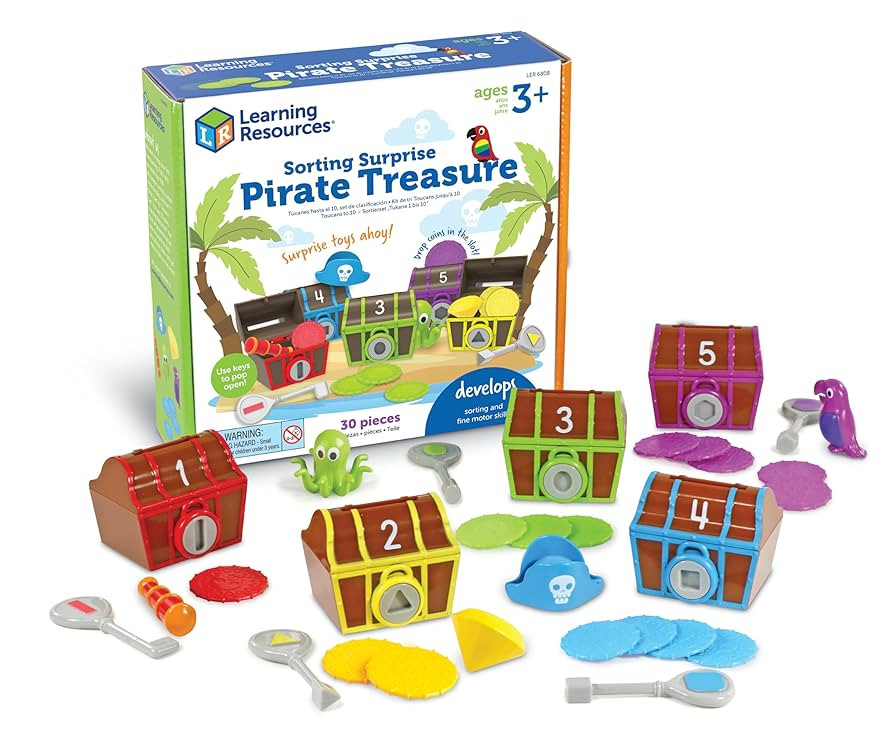 Learning Resources Sorting Surprise Pirate Treasure - 30 Pieces, Ages 3+ Color, Sorting & Matchin... | Amazon (US)