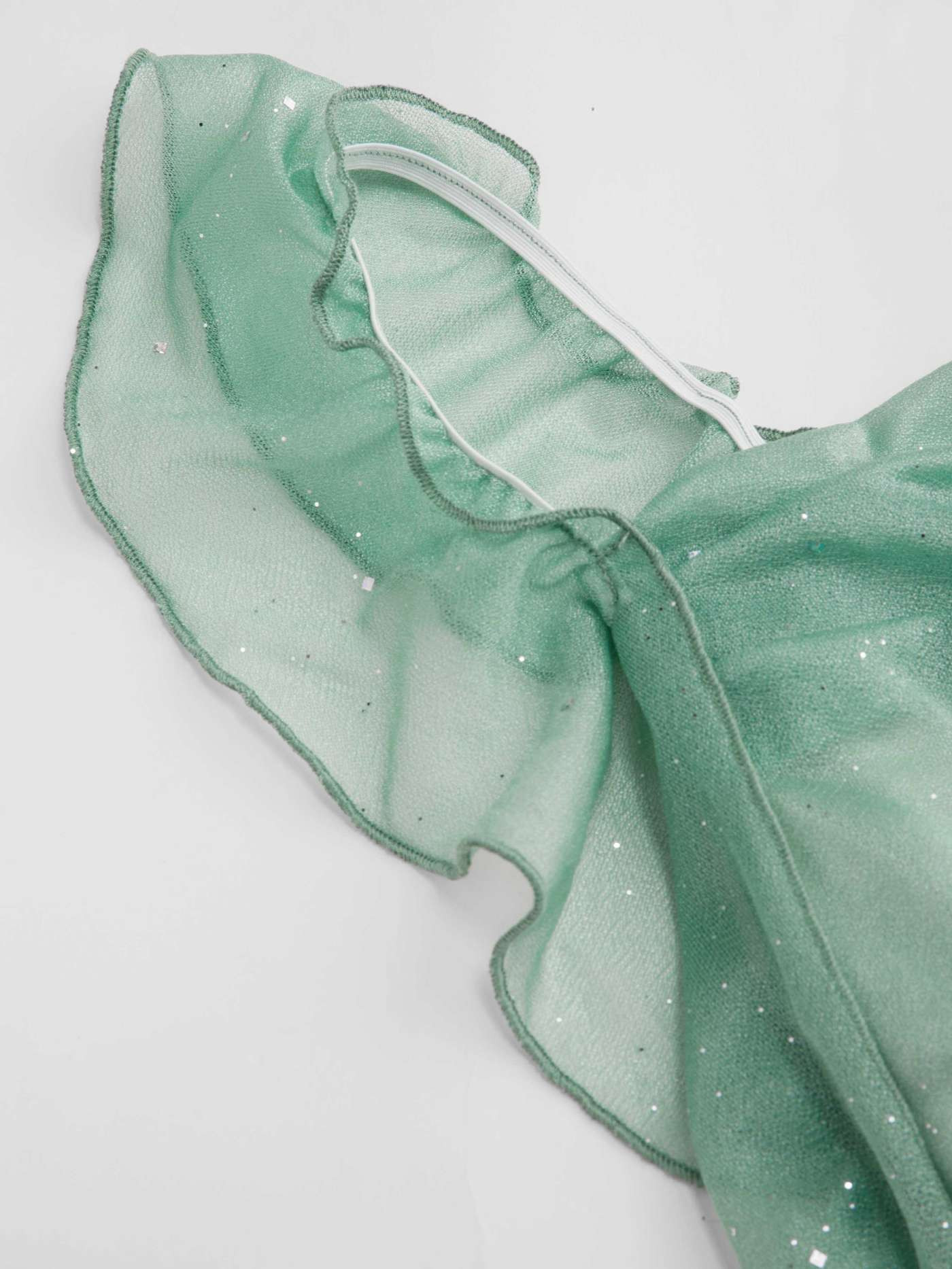 Cowl Neck Solid Glitter Ruffle Hem Maxi Dress... | Cider