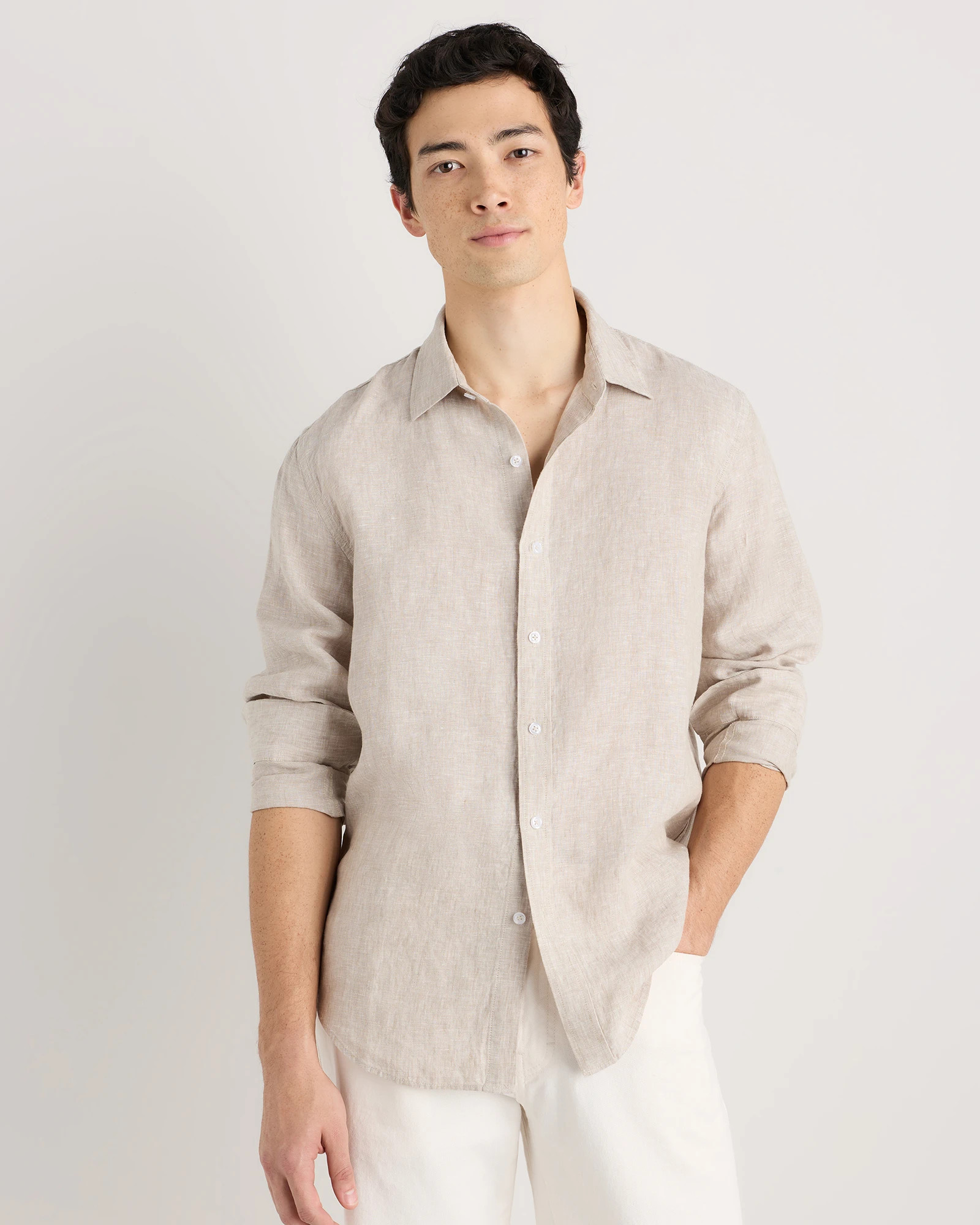 100% European Linen Long Sleeve Shirt in Black | Quince