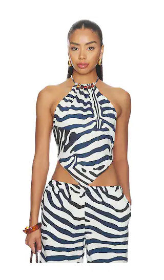 Sashia Handkerchief Halter Top in Sahara Black | Revolve Clothing (Global)