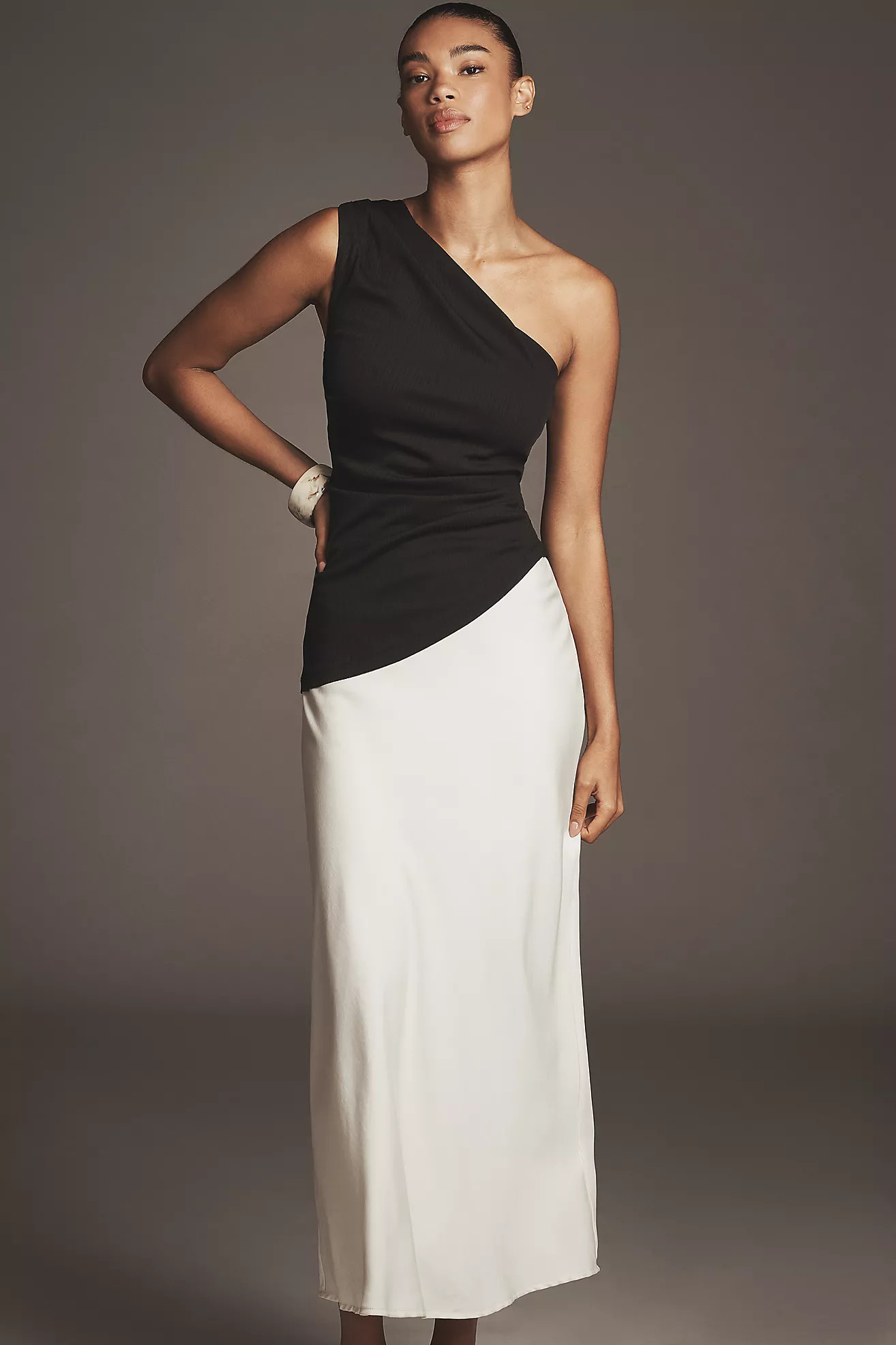 SOVERE Aura One-Shoulder Ruched Maxi Dress | Anthropologie (US)