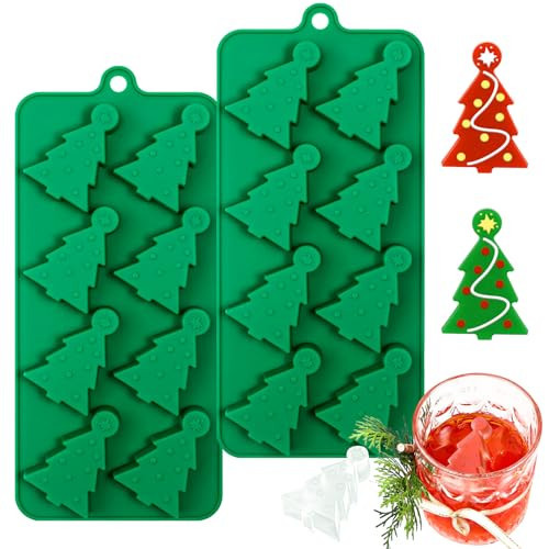 Webake Christmas Tree Silicone Molds for Ice Cube 8-Cavity Christmas Tree Molds for Ice Cubes, Chocolate, Soap, Wax Melt, Candy (Pack of 2) | Amazon (US)