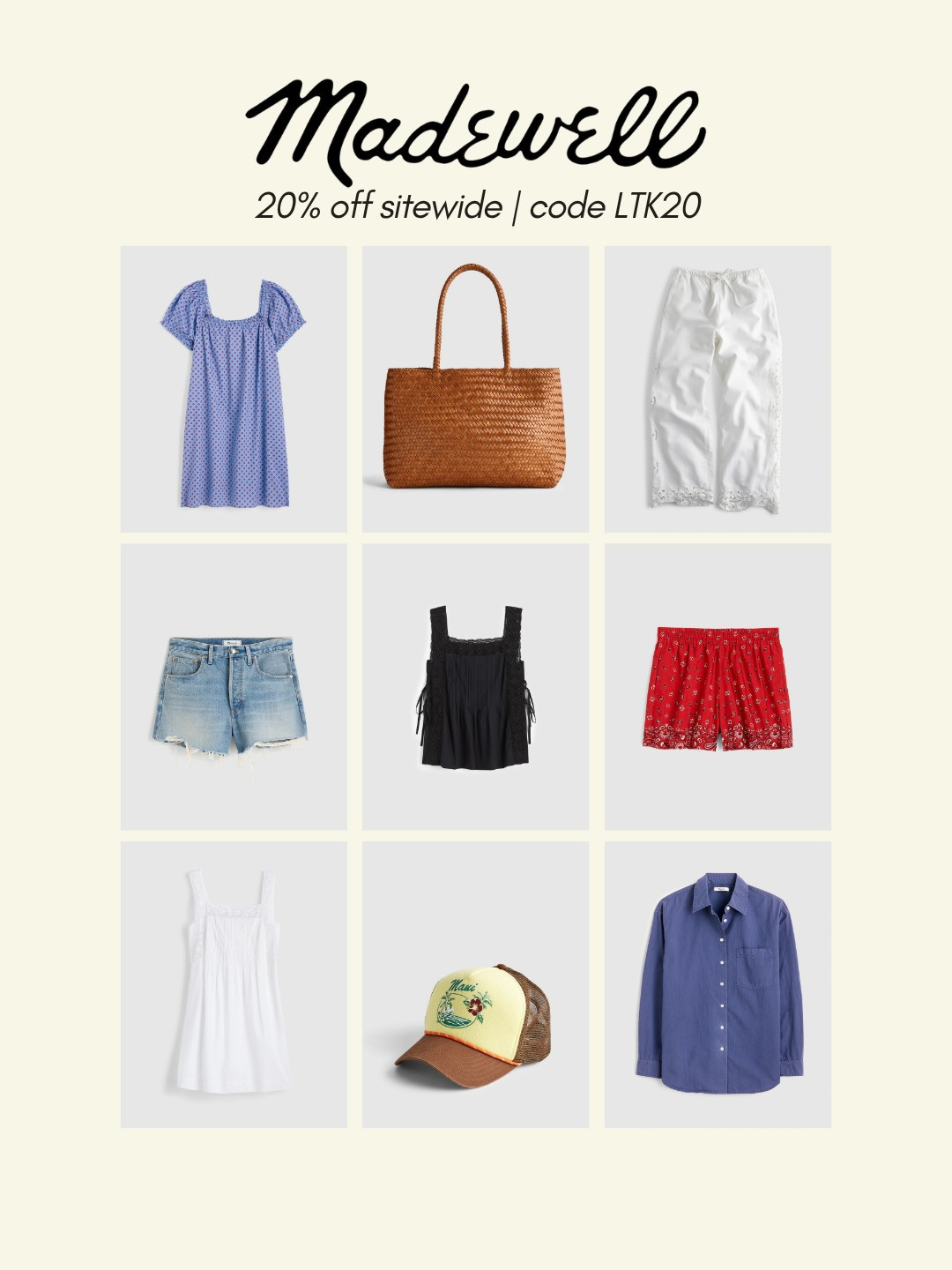 Madewell 20% off sitewide! Stock up on your summer outfits and accessories with code LTK20 🤍 

 #LTKxMadewell #LTKootd #LTKSaleAlert