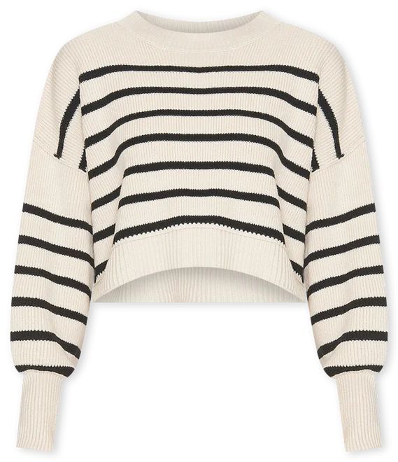 Free People Stripe Easy Street Crop Sweater in Pearl Combo from Revolve.com | Revolve Clothing (Global)