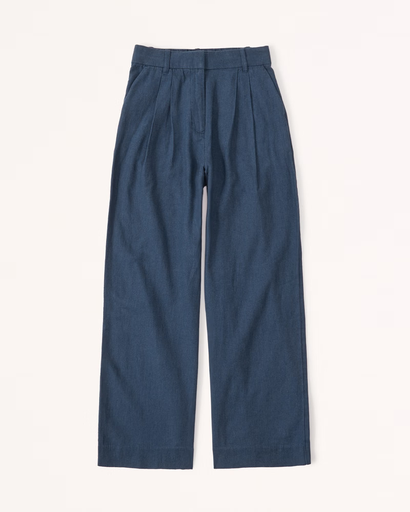 Linen-Blend Tailored Wide Leg Pant | Abercrombie & Fitch (US)