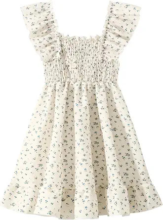 Girls Summer Dress Floral Ruffle Sleeve Swing Flowy Dresses A-line Sundress for Girls Casual Beac... | Amazon (US)