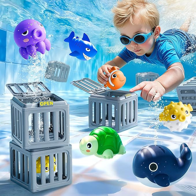Funscape Kids Pool Diving Toys, Water Swimming Dive Pool Game, Toddler Bath Toy Play Set W/ Fish ... | Amazon (US)