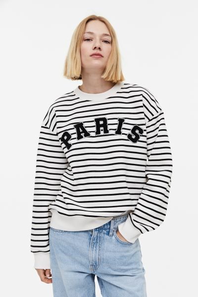 Crew-neck Sweatshirt - Gray melange/Paris - Ladies | H&M US | H&M (US + CA)