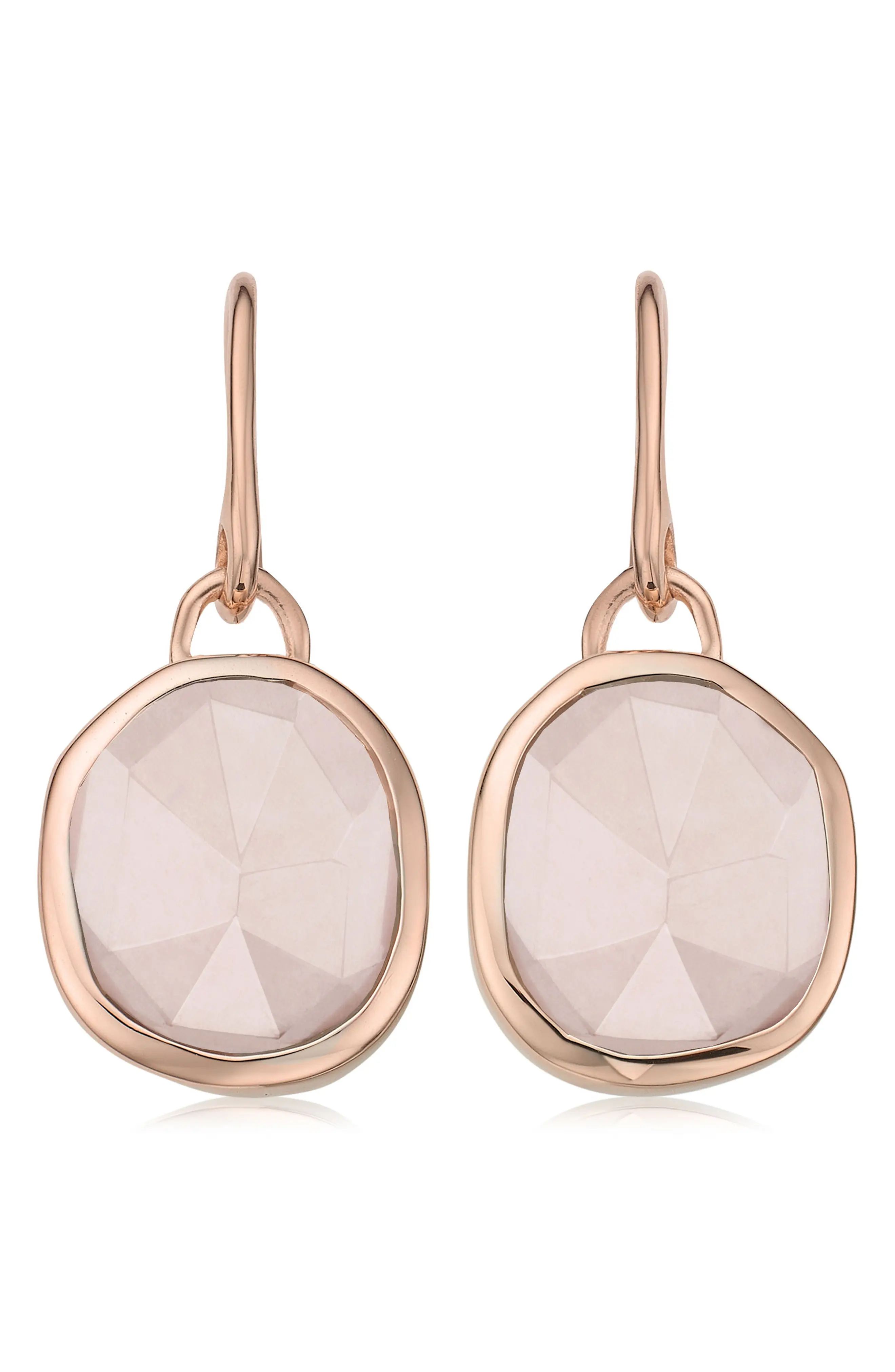 Monica Vinader Siren Semiprecious Stone Drop Earrings in Rose Gold/Rose Quartz at Nordstrom | Nordstrom