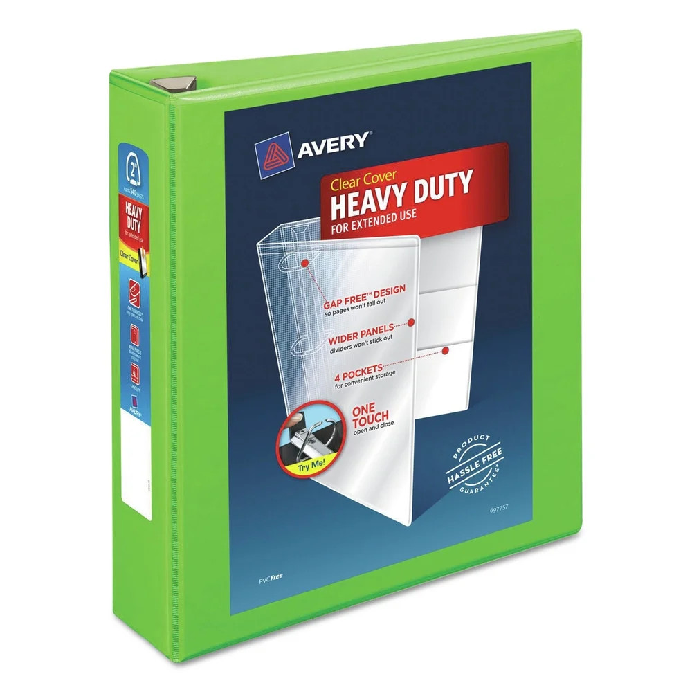 Avery Heavy-Duty View 3 Ring Binder, 2" One Touch EZD Ring, Holds 8.5" x 11" Paper, Chartreuse (7... | Walmart (US)