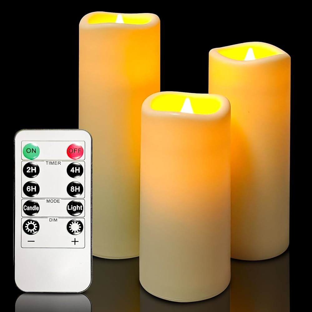 candlesee LED Flameless Candles of 3 Set, Outdoor Waterproof Candle with Remote Control& Timer, I... | Amazon (US)