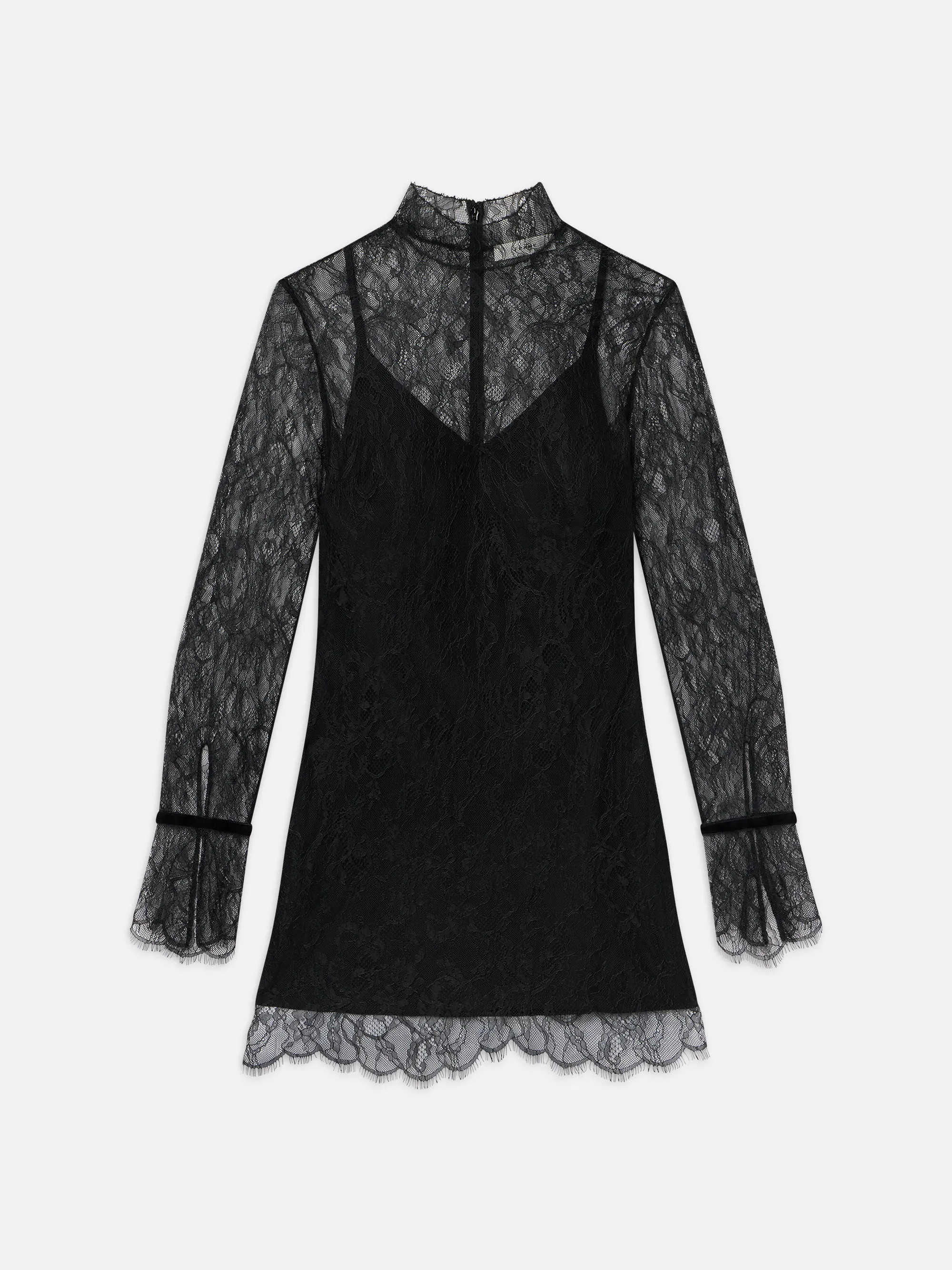 Lace Shift Dress  in  Black | Frame Denim