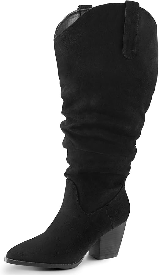 mysoft Women's Wide/Extra Wide Calf Knee High Boots Cowgirl Low Chunky Stacked Heel Wide Width Po... | Amazon (US)