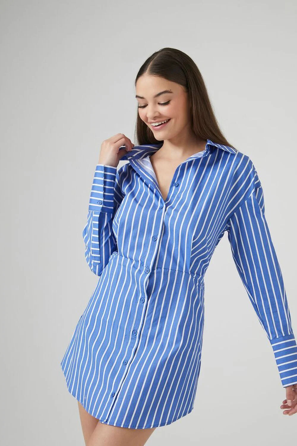 Striped Poplin Shirt Mini Dress | Forever 21 (US)