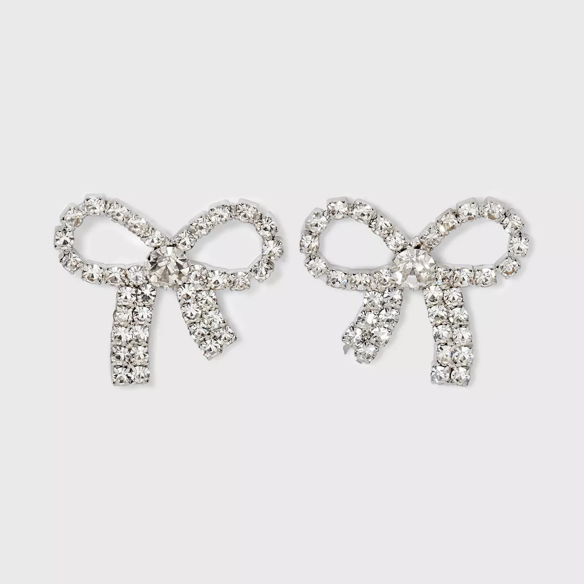 Crystal Bow Stud Earrings - A New Day™ Silver | Target