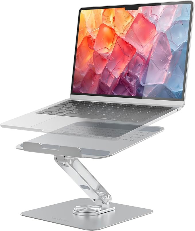 Laptop Stand for Desk，Portable Computer Stand with Adjustable Height & 360° Rotating Base, Eff... | Amazon (US)