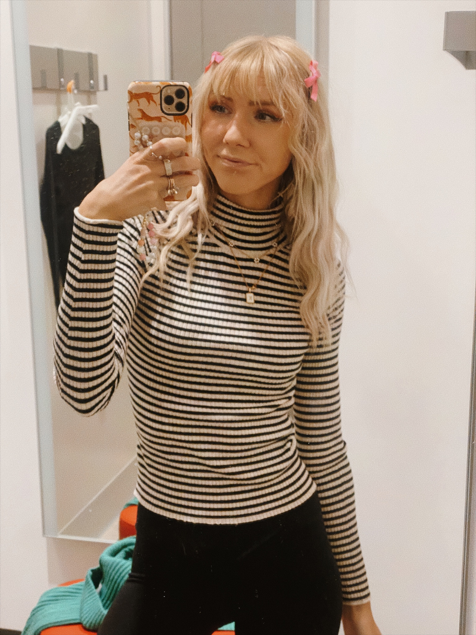 Striped long sleeve turtle neck from Target - insanely soft and so cute for fall/Halloween. I love how it’s tan and black instead of a white and black so it’s not as harsh of a contrast 🖤 

#LTKstyletip #LTKfindsunder50 #LTKHalloween
