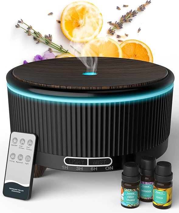Diffusers for Essential Oils Large Room with Remote, 500ml Aromatherapy Diffuser, 7 Colors Change... | Amazon (US)