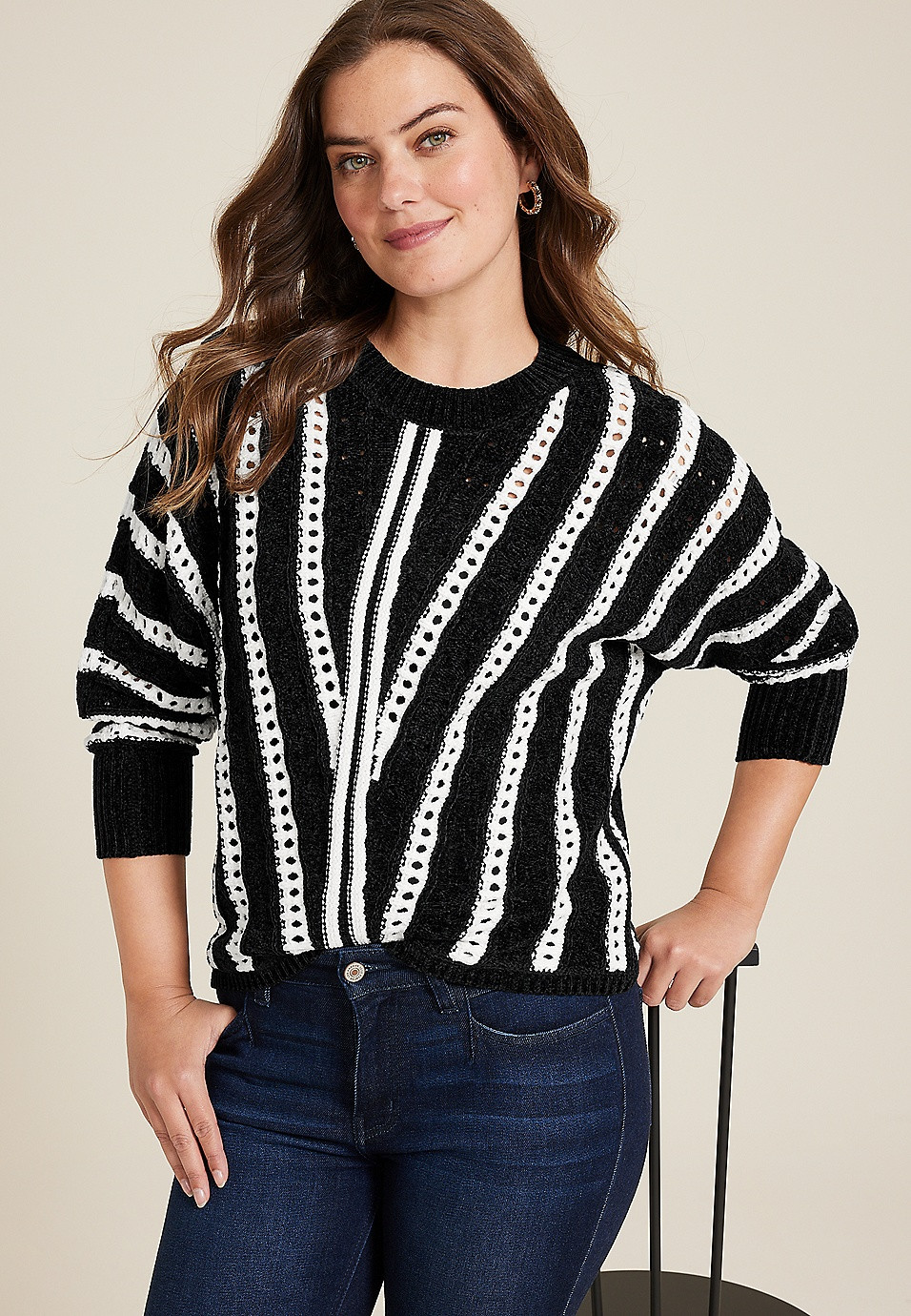Chevron Stripe Dolman Sweater | Maurices