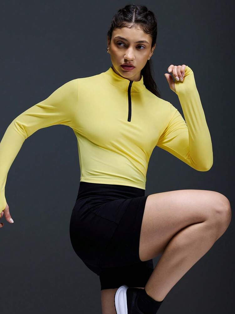 Powerista Women's Stand Collar Half Zip Long Sleeve Sporty T-Shirt | SHEIN