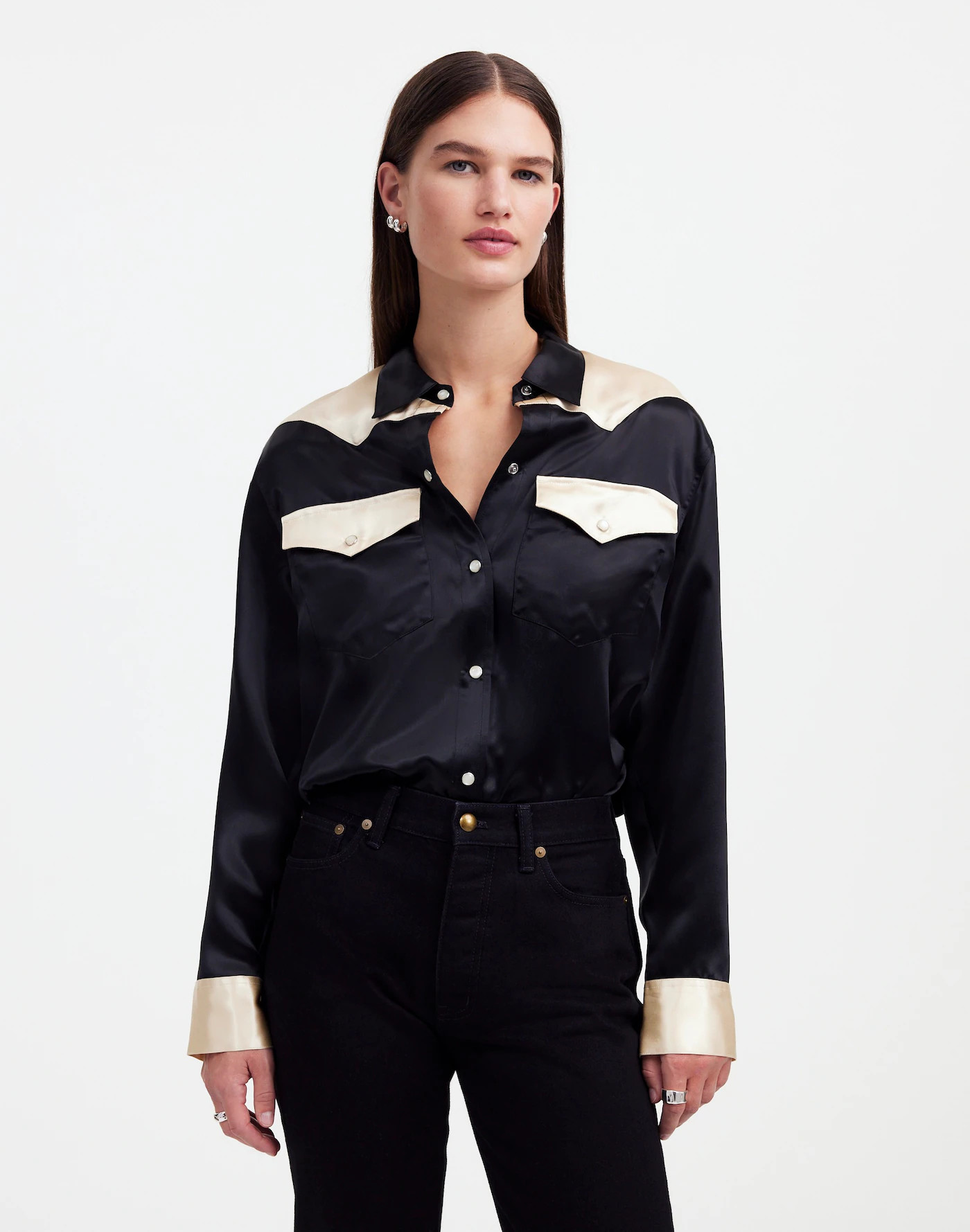 Alexa Chung for Madewell Satin Western Shirt | Madewell | Madewell