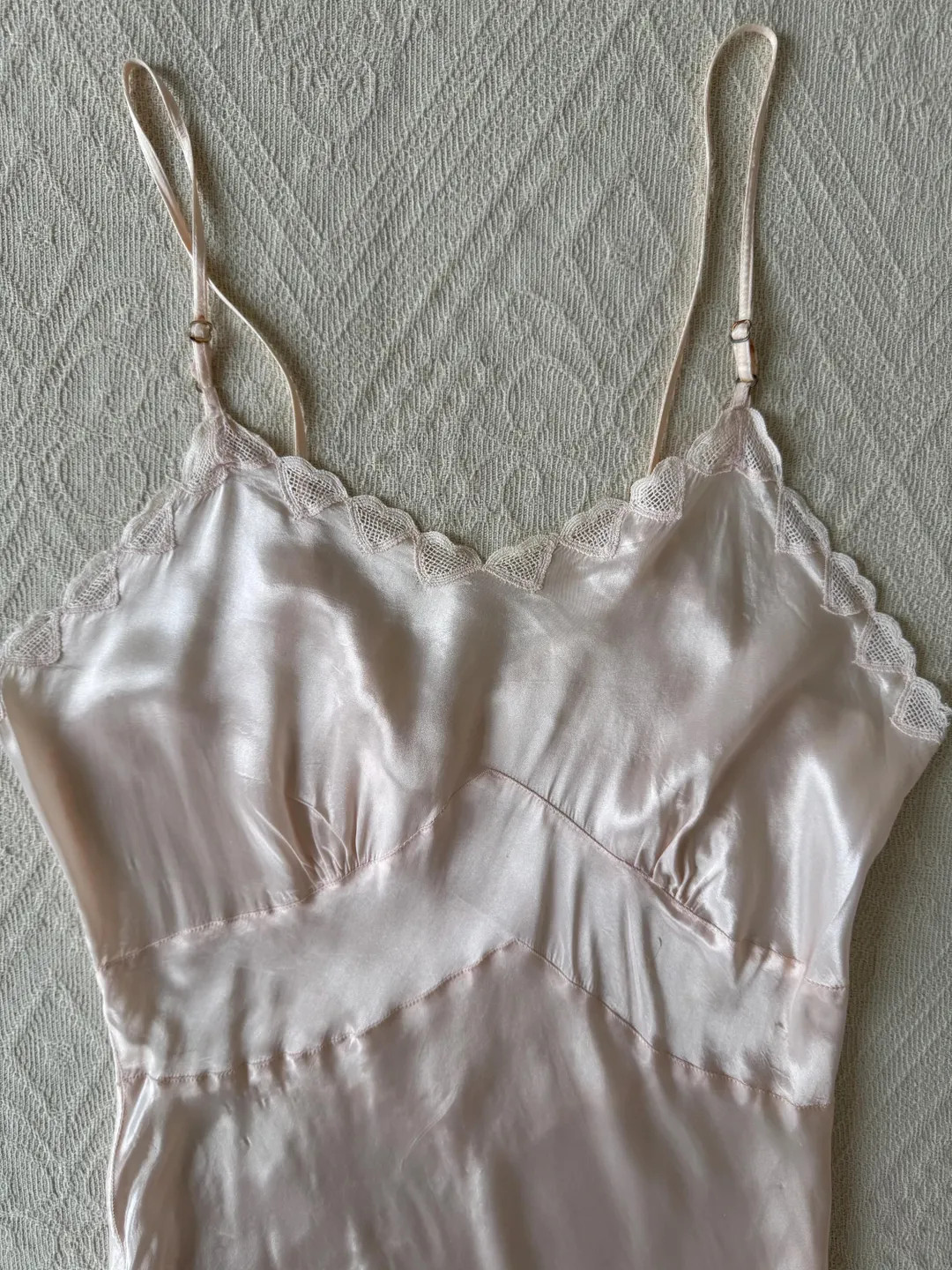 Vintage 1930s Pale Pink Silk Rayon Bias Cut Slip Dress With Sweet Heart Trim Valentine Lingerie -... | Etsy (US)