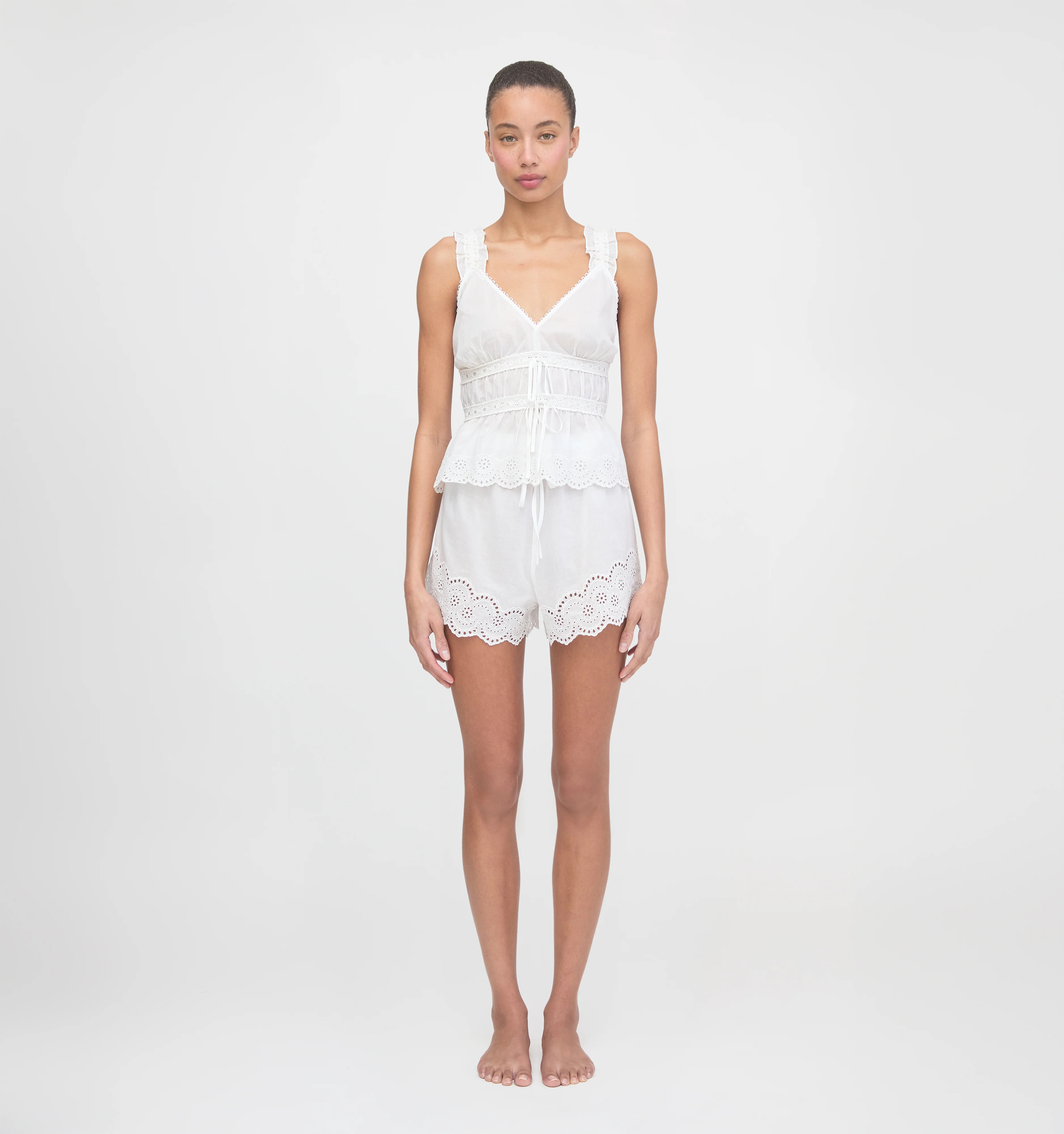 The Oslo Short - White Broderie Voile | Hill House Home US