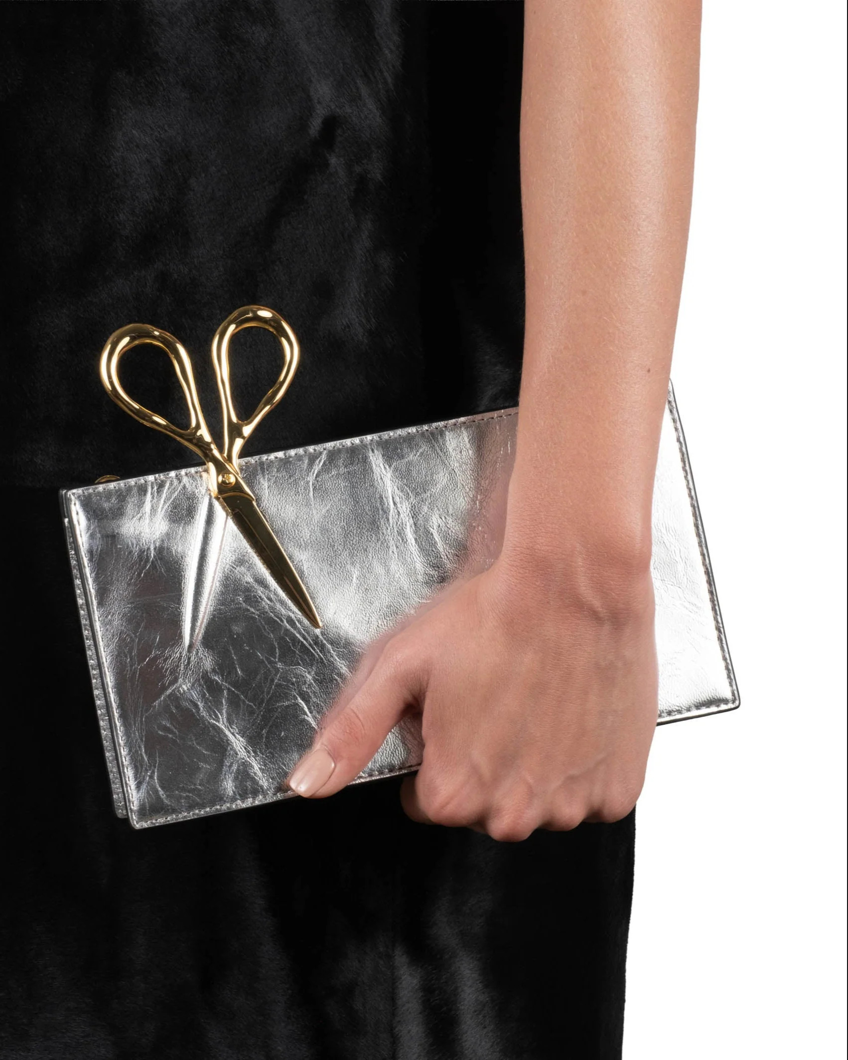 Silver Petit Scissor Clutch | Crossbody/Shoulder Leather Purse | Alexis Bittar