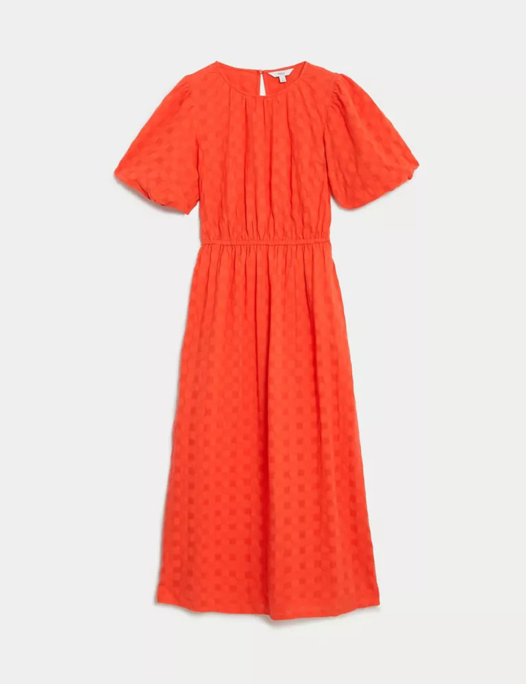 Pure Cotton Checked Midi Waisted Dress | Marks & Spencer (UK)