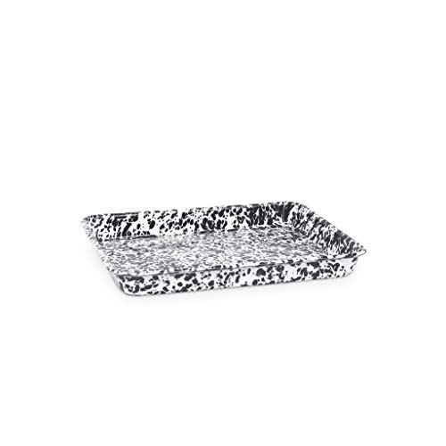 Enamelware Small Rectangular Tray, 11.25 x 9 inches, Black/White Splatter (Single) | Amazon (US)
