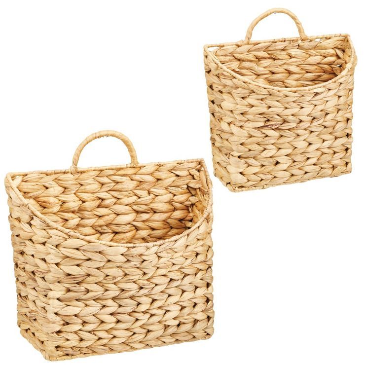 mDesign Woven Water Hyacinth Hanging Wall Storage Basket - Set of 2 - Natural | Target