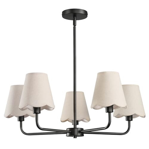 KAISITE Black Chandelier for Dining Room - 5-Light Farmhouse Dining Room Light Fixture Over Table Industrial Kitchen Lighting Fixture Ceiling Hanging Chandelier for Bedroom Living Room Foyer Entryway | Amazon (US)