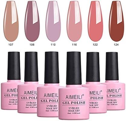 AIMEILI Soak Off UV LED Gel Nail Polish Multicolour/Mix Colour/Combo Colour Set Of 6pcs X 10ml - ... | Amazon (US)