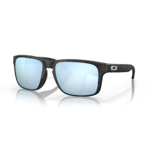 Oakley Holbrook OO9102 9102T9 55MM Matte Black Camo/Prizm Deep Water Polarized Square Sunglasses for Men + BUNDLE Accessory Leash Kit + BUNDLE with Designer iWear Eyewear Kit | Amazon (US)