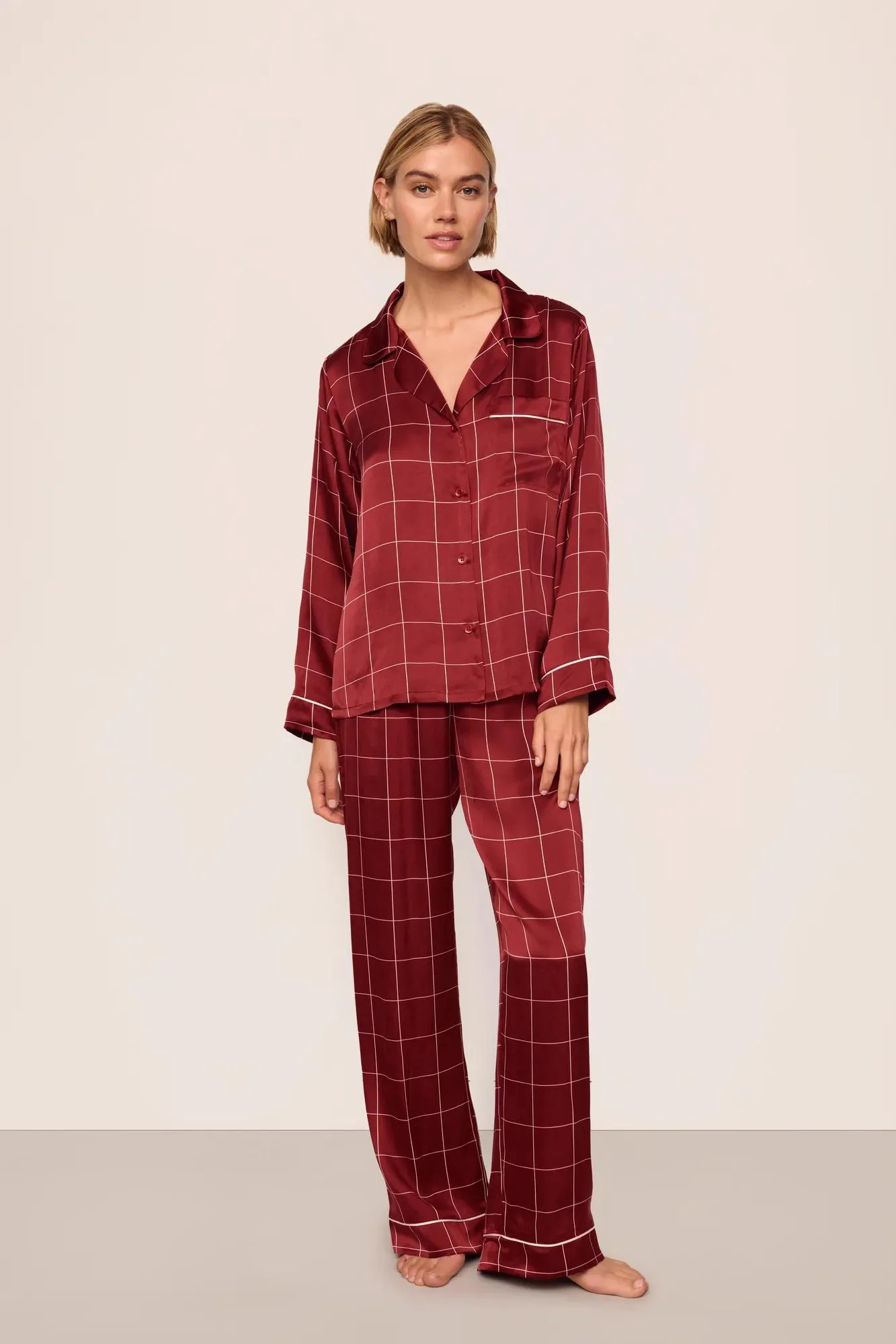 Eberjey x  Lily Aldridge - Inez Washable Silk Printed Long PJ Set | Eberjey