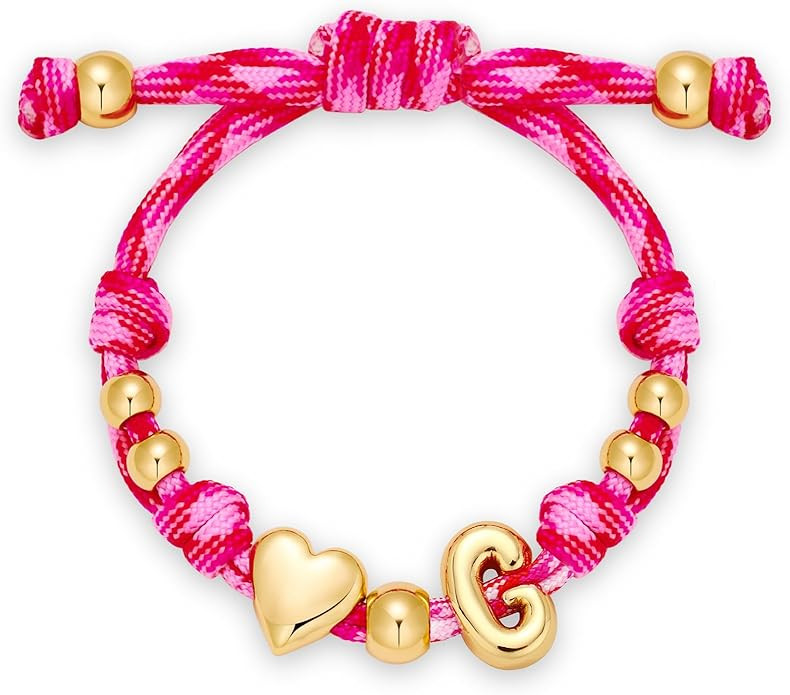 Bubble Initial Bracelets for Women-Dainty 14K Gold-Plated Knotty Bubble Letter Initial Heart Brac... | Amazon (US)