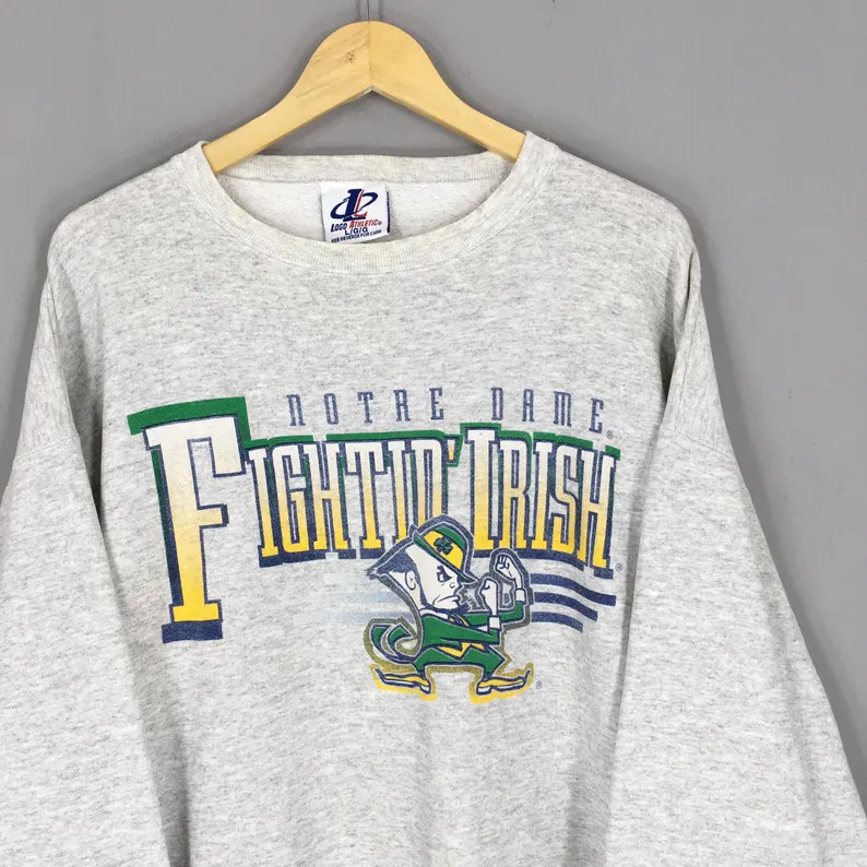 Vintage 90s Notre Dame Fighting Irish NCAA Sweatshirt Large ND Fighting Irish Spell Out Logo Swea... | Etsy (US)