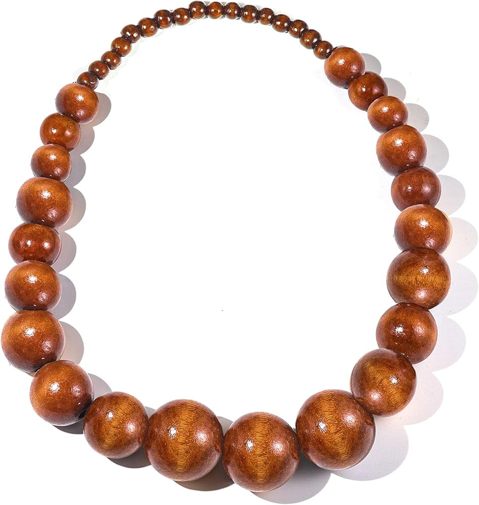 COLORFUL BLING Ethnic Chunky Natural Wood Bead Necklace for Men Women Unisex Handmade Africa Wood... | Amazon (US)