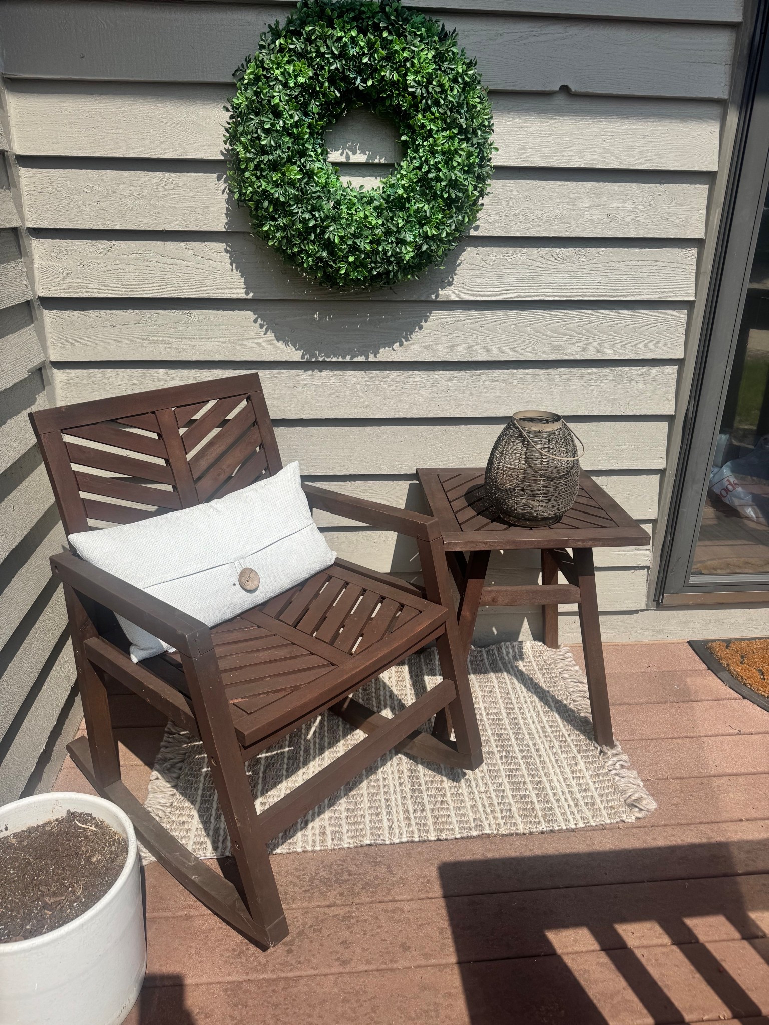 My cozy condo corner. ☀️ #porchideas #smallporch #porchdecor #outdoorfurniture 

#LTKSaleAlert #LTKHome
