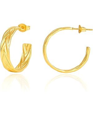 Follome Small Dainty Gold Hoop Earrings for Women, 18K Gold Plated Huggie Hoop Earrings Hypoaller... | Amazon (US)
