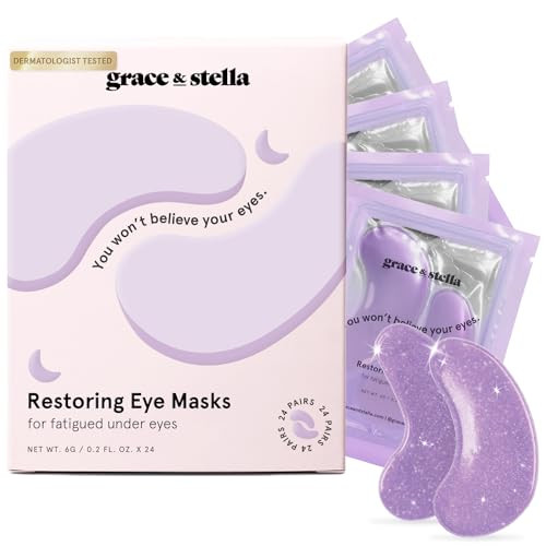 grace & stella Purple Under Eye Masks With Retinol - Restoring Under Eye Patches for Puffy Eyes and Dark Circles - Gel Eye Mask Under Eye Patches - Vegan, Cruelty-Free, 24 Pairs | Amazon (US)