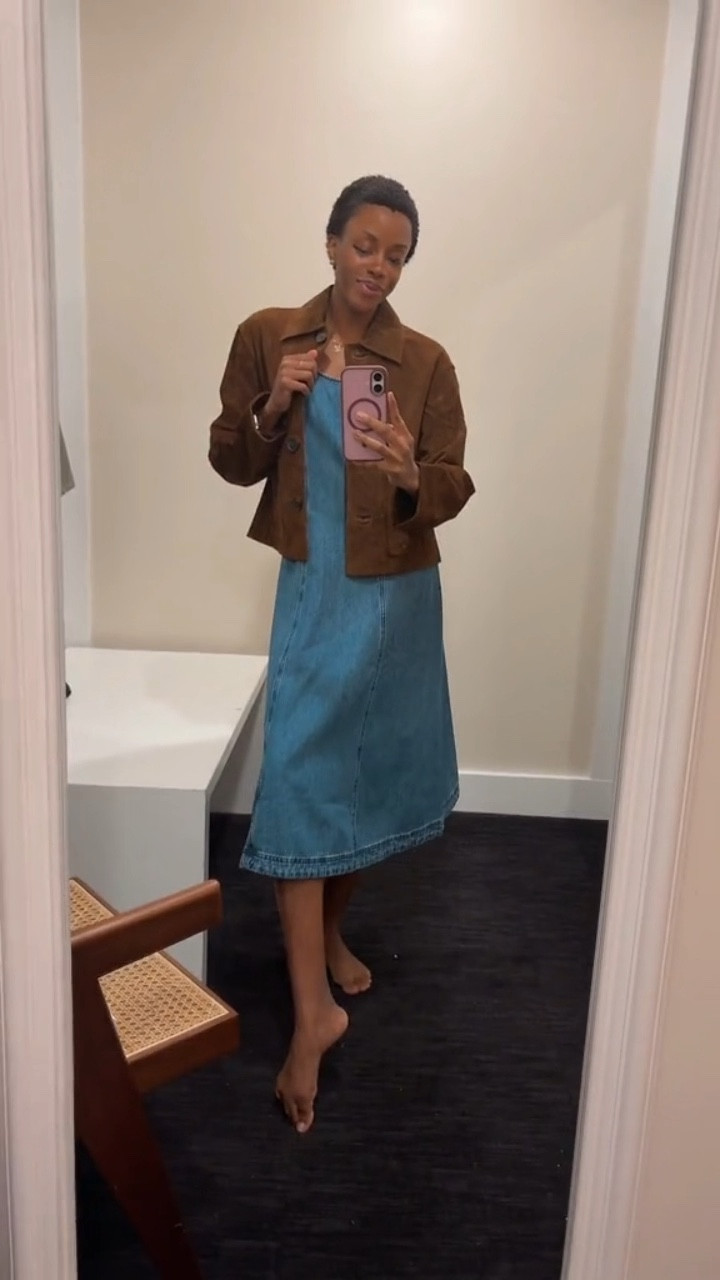 My staple outfit for Fall 🍁 Scoop neck midi denim dress and cropped suede jacket=perfection. Madewell denim event is 9/5-9/8, you can shop this dress during the event. #LTKxMadewell

Madewell
Denim
Denim event
Denim dress
Dresses 
Fall jackets
Jacket
Fall outfits 
Everyday style 

#LTKSaleAlert #LTKSeasonal #LTKxMadewell