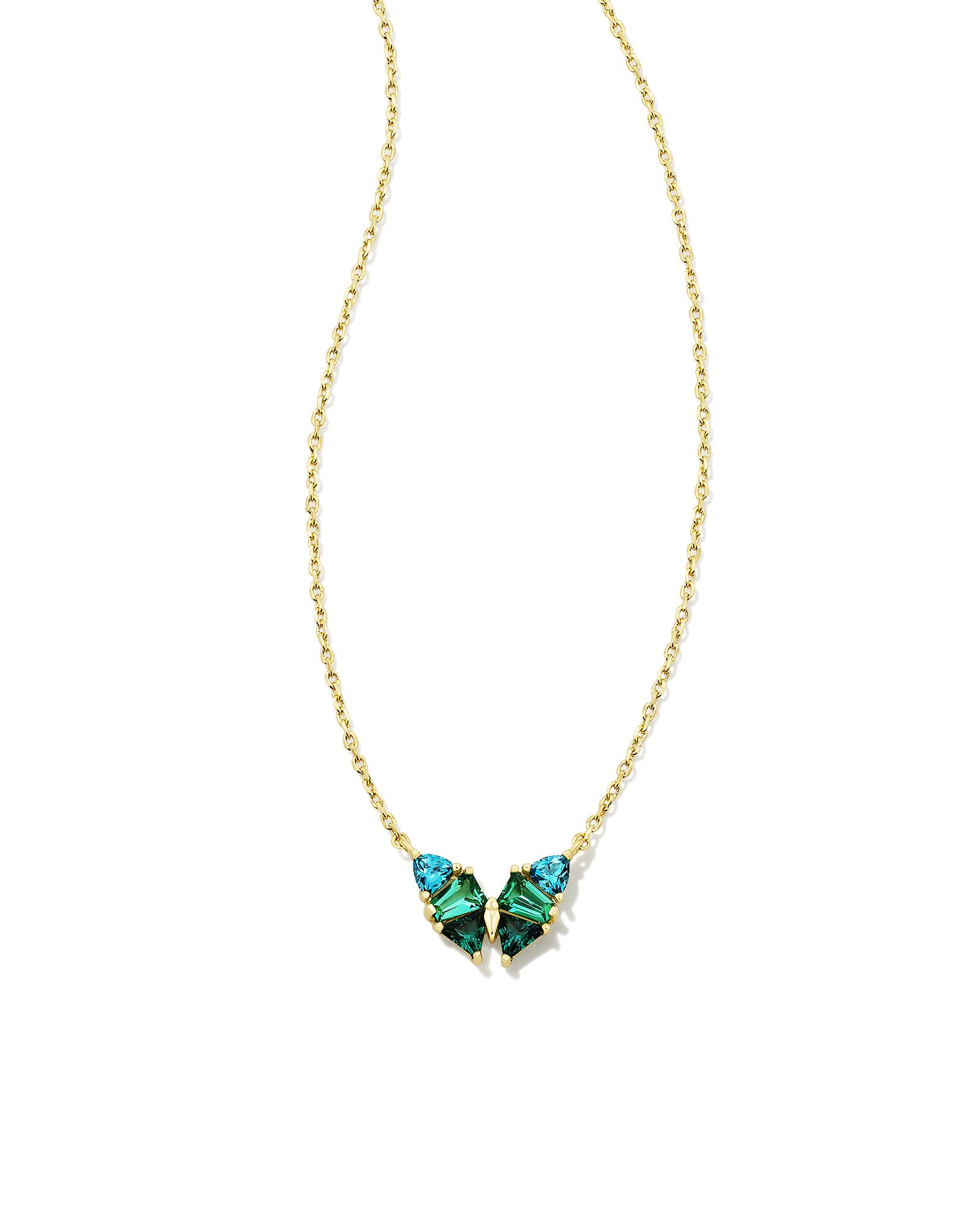 Blair Gold Butterfly Small Short Pendant Necklace in Green Mix | Kendra Scott | Kendra Scott
