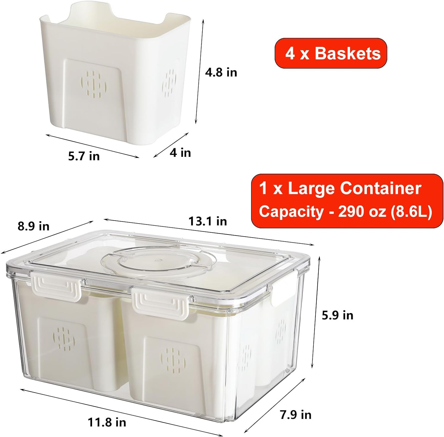 Airtight Fruit Storage Containers for Fridge with Lids & Handle, BPA-Free Food Storage Container ... | Amazon (US)