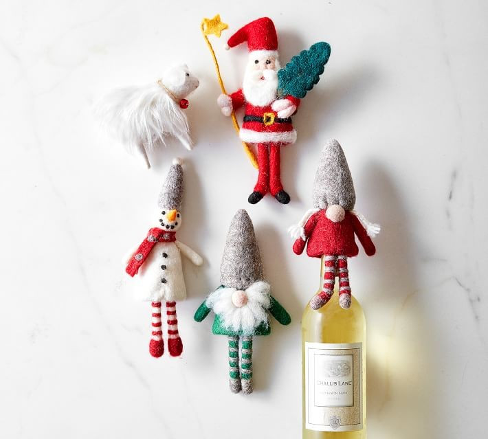 Snowman and Jolly Santa Wine Bottle Toppers - Set of 2 | Pottery Barn (US)