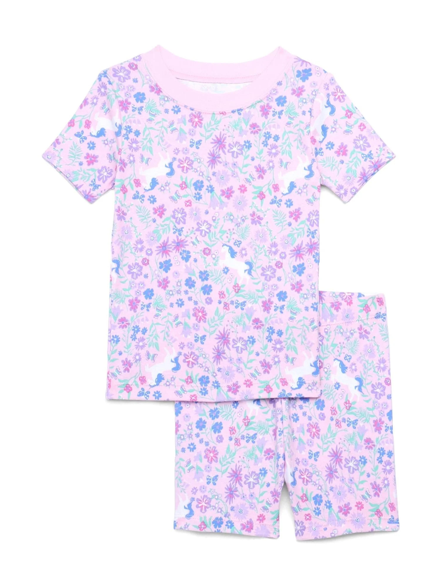 Wonder Nation Toddler Short-Sleeve Tee & Shorts Cotton Pajama Set, 2-Piece, Sizes 12M-5T | Walmart (US)