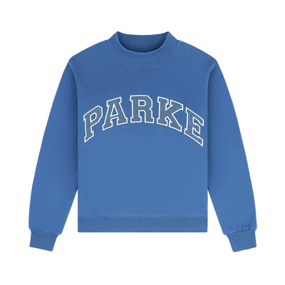Vintage Denim Varsity Mockneck - Washed Indigo + Vintage Denim | Parke