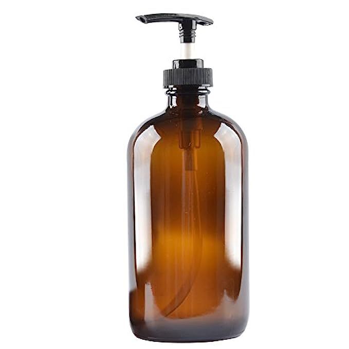 One Amber Glass Bottle with Plastic Pump. Eco-friendly 16oz 16 oz Refillable Bottle for Cooking Sauc | Amazon (US)