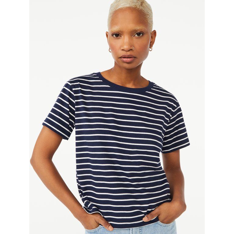 Free Assembly Women's Crop Box Tee with Short Sleeves | Walmart (US)